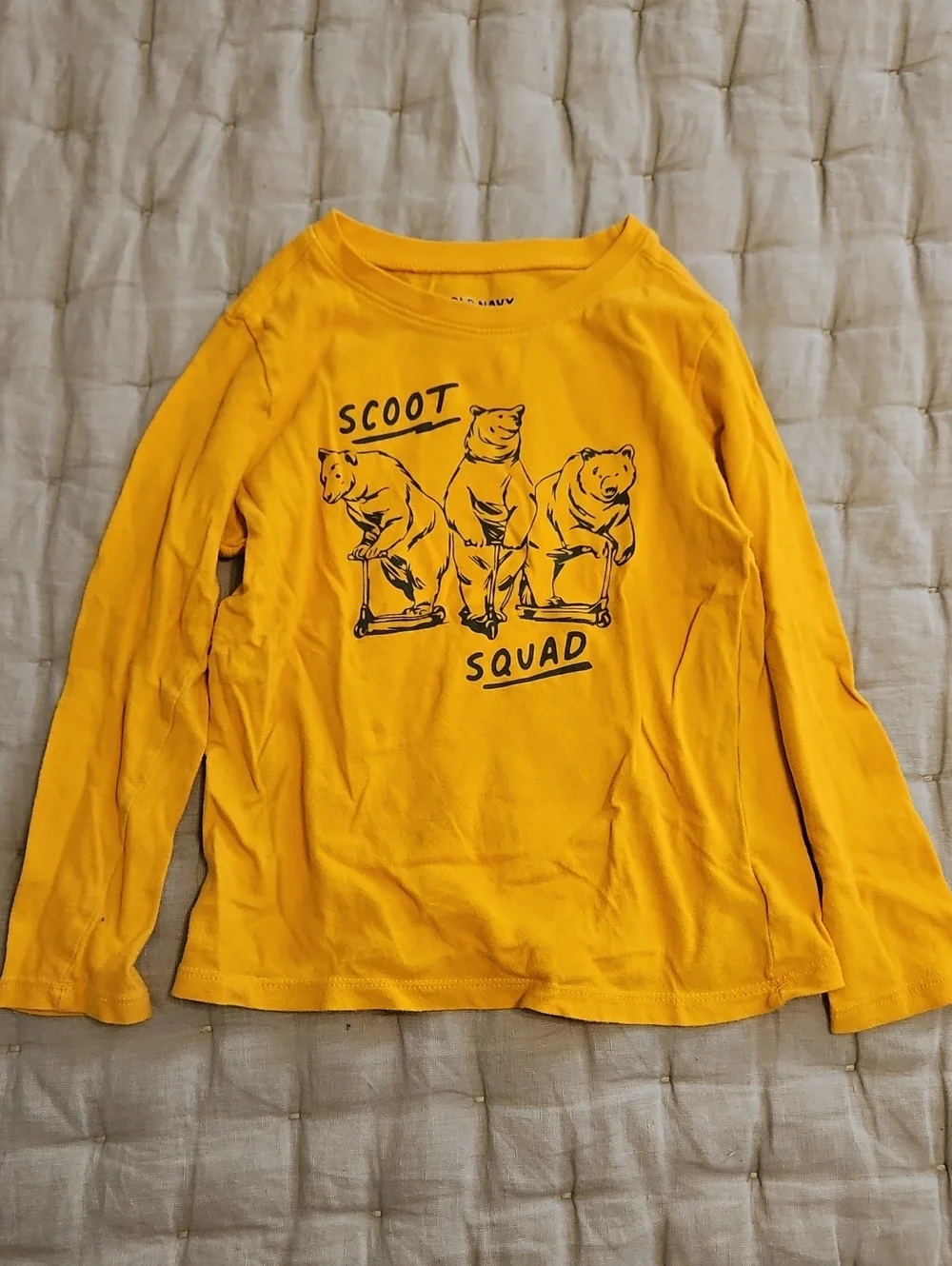 Old Navy Yellow Long-Sleeve 'Scoot Squad' Graphic Tee